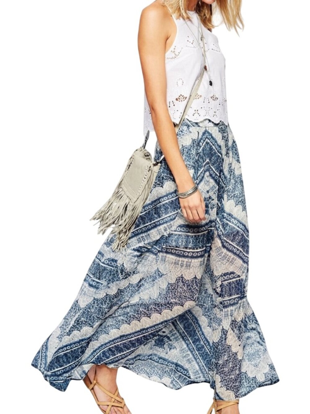 Abercrombie & Fitch Paisley Maxi Skirt Vintage Navy Large